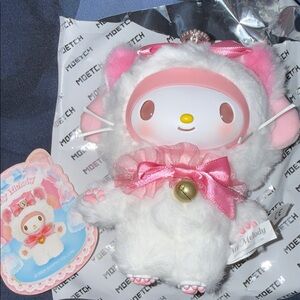 Sanrio My Melody Plush Keychain - White & Pink Lamb Costume